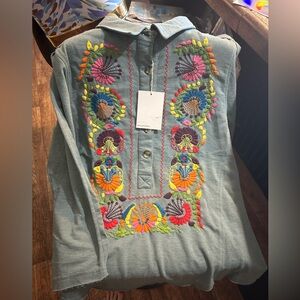 Sister Mary Embroidered Sweatshirt Longline Tunic Dress size Medium/Large